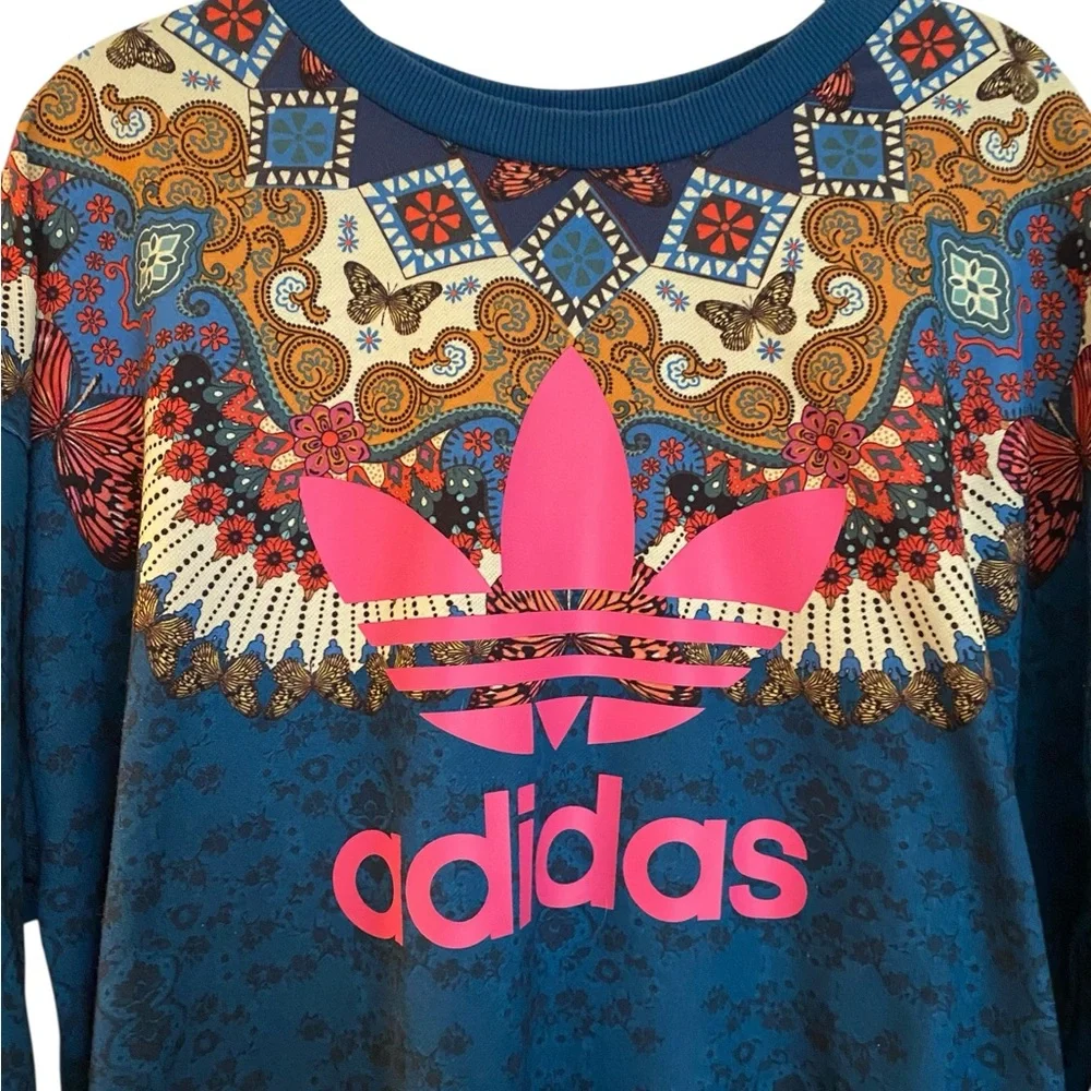 Adidas x Farm Rio Borbomix Butterfly Graphic Trefoil Sweatshirt:  Size Medium - Picture 2 of 6